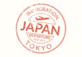 Japan Passport stamp. Visa stamp for travel. Tokyo international airport grunge sign. Immigration, arrival and departure symbol. Royalty Free Stock Photo